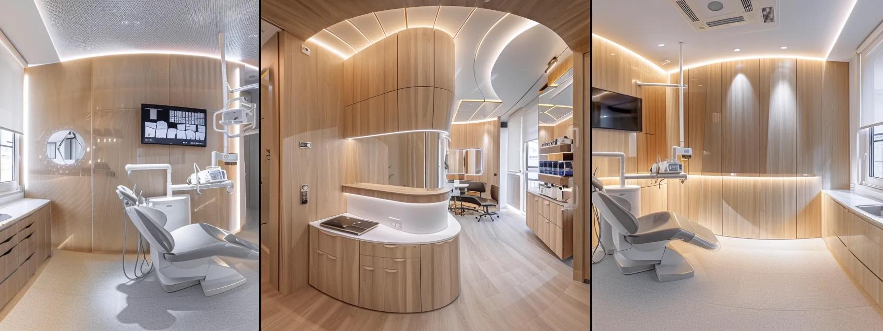 a modern dental clinic interior showcases a sleek treatment room equipped with high-tech dental tools and a patient chair, emphasizing a professional atmosphere where varying appointment durations are dictated by the complexity of procedures like routine check-ups versus intricate cosmetic treatments.